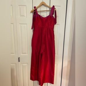Anthropologie Seamed Wide-Leg Jumpsuit Hutch- Size 12 - Pink & Red